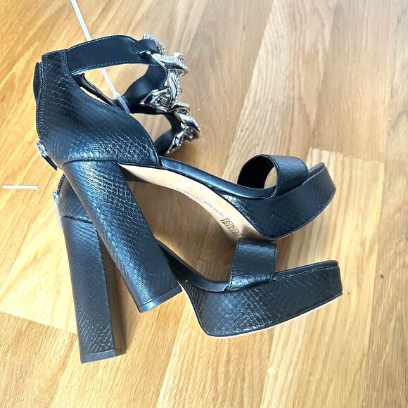 Karl Lagerfeld Black Platform Heels with Chain Detail – Size 8 - Picture 3 of 7